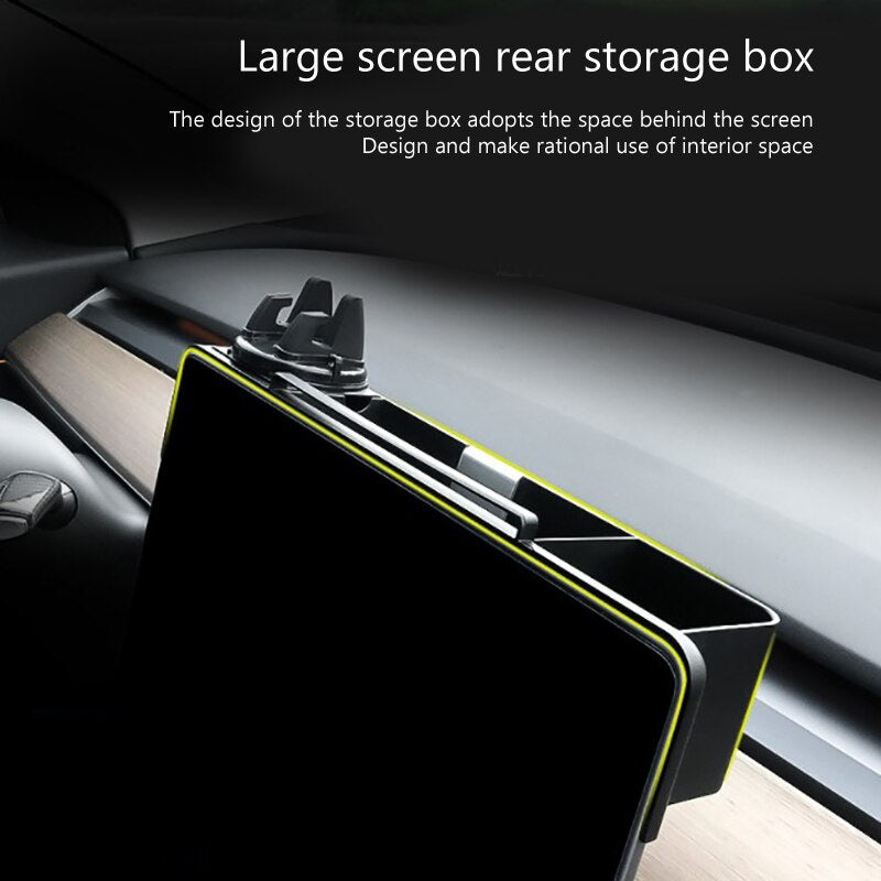 Tesla Model 3, Y Behind Center Screen Storage Box, Cell Phone, Sun Glasses Holder