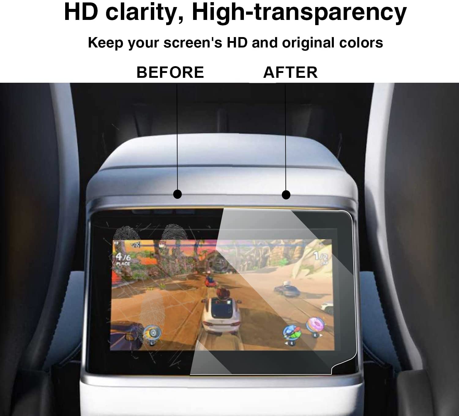 Tesla Model S, X, Plaid Rear Navigation Screen Protector, HD, 9H, 2021-2024