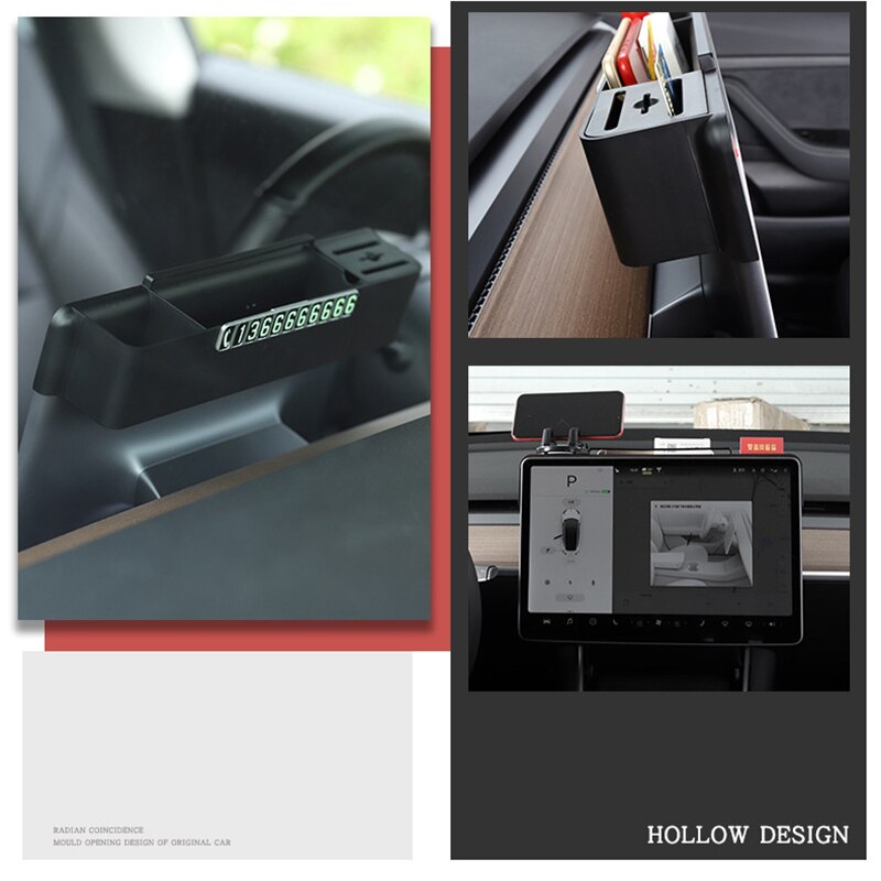 Tesla Model 3, Y Behind Center Screen Storage Box, Cell Phone, Sun Glasses Holder