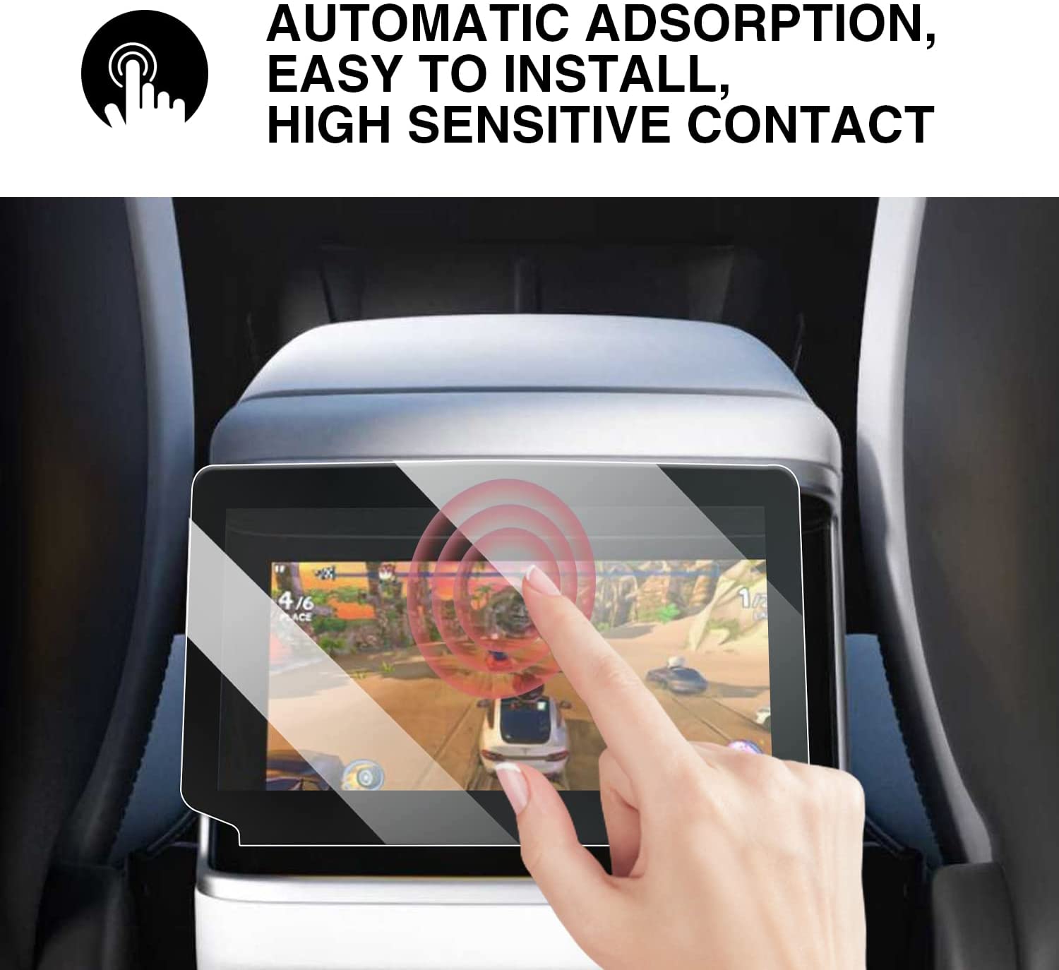 Tesla Model S, X, Plaid Rear Navigation Screen Protector, HD, 9H, 2021-2024