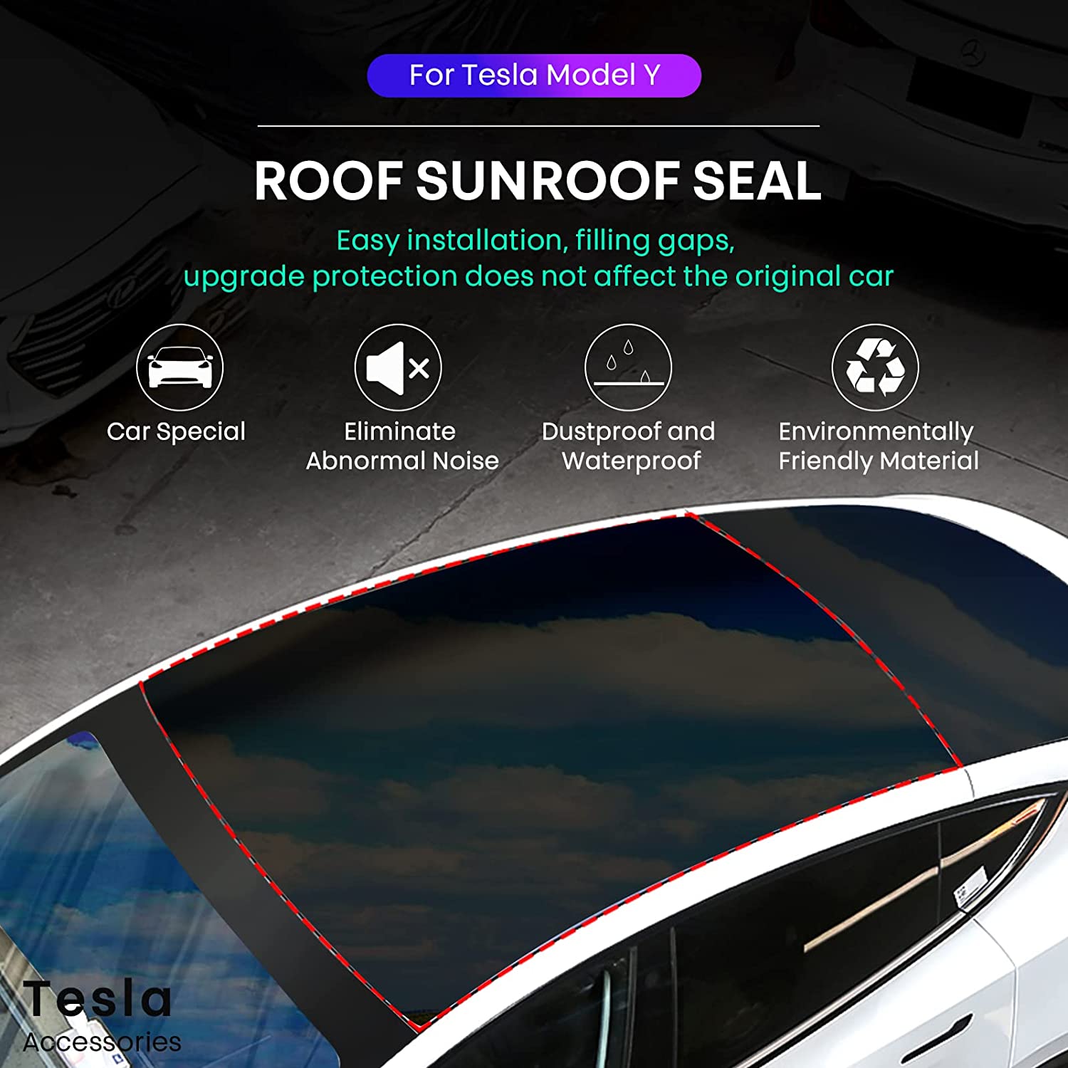 Tesla Model Y Roof Wind Noise Reduction Kit, 2020-2024
