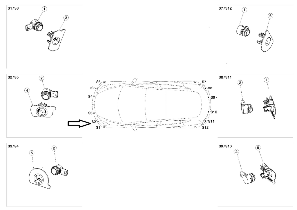 Tesla Model Y Front Bumper Park Assist Sensor Retainer, Front Left S2, 2020-2022