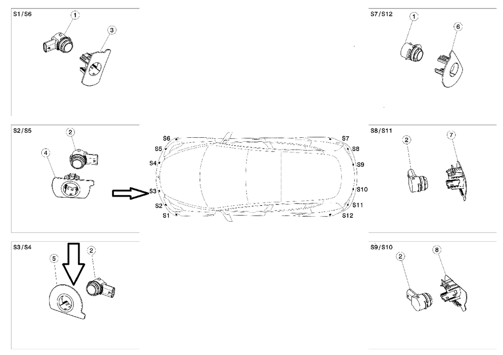 Tesla Model Y Front Bumper Park Assist Sensor Retainer, Front Left S3, 2020-2022