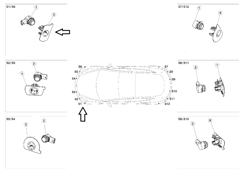 Tesla Model Y Front Bumper Park Assist Sensor Retainer, Front Left S1, 2020-2022