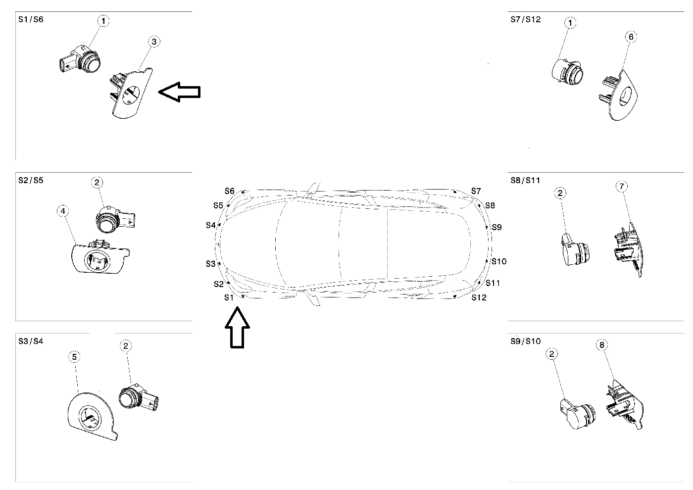 Tesla Model Y Front Bumper Park Assist Sensor Retainer, Front Left S1, 2020-2022