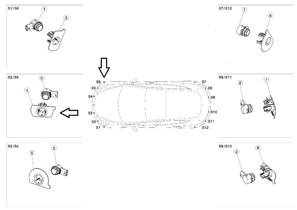 Tesla Model 3 Front Bumper Park Assist Sensor Retainer, Front Right S6, 2017-2022