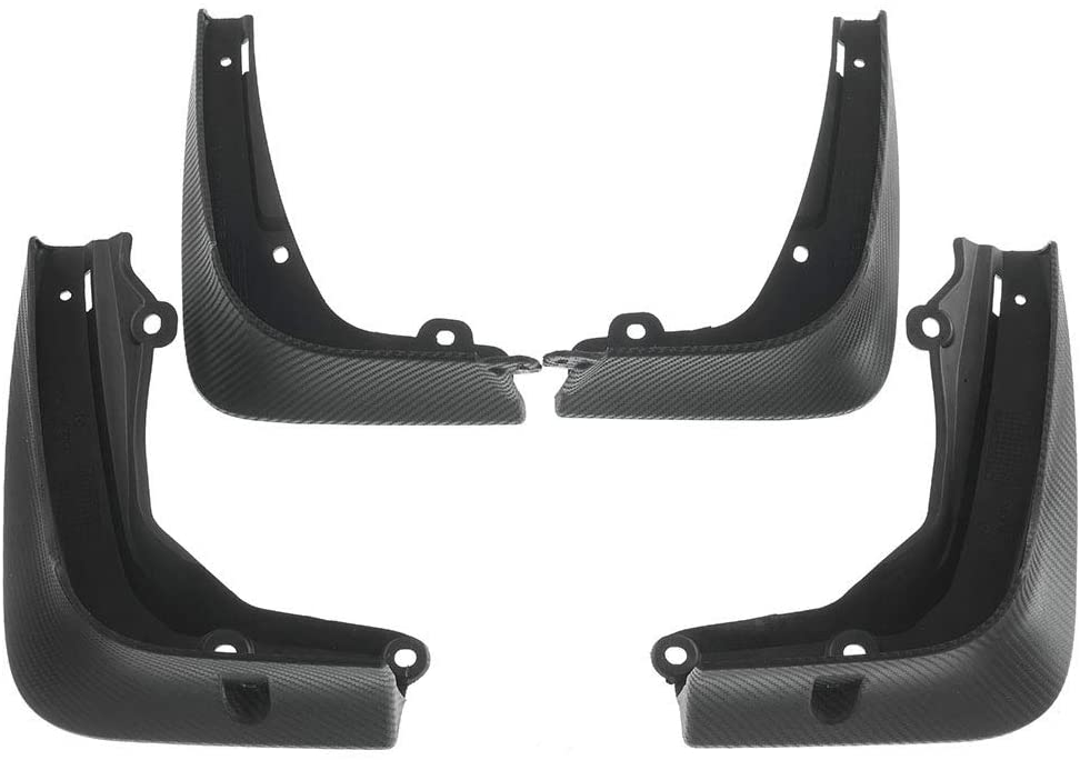 Tesla Model S Mud Flaps, No Drill, Premium Front & Rear Set, 4-Pc, Matte Carbon Fiber, 2017-2020
