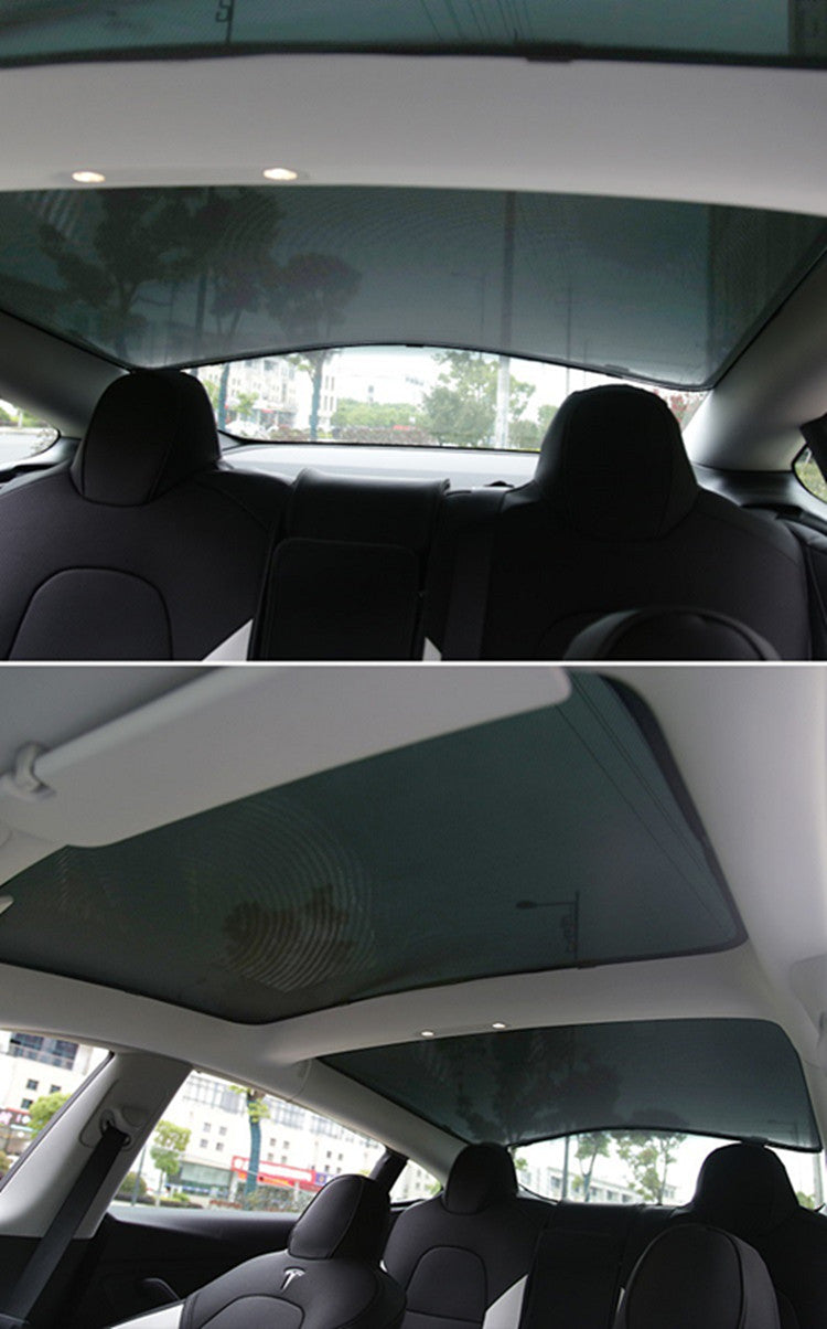 Tesla Model 3 Glass Sunroof Shades, Front & Rear, 2017-2021