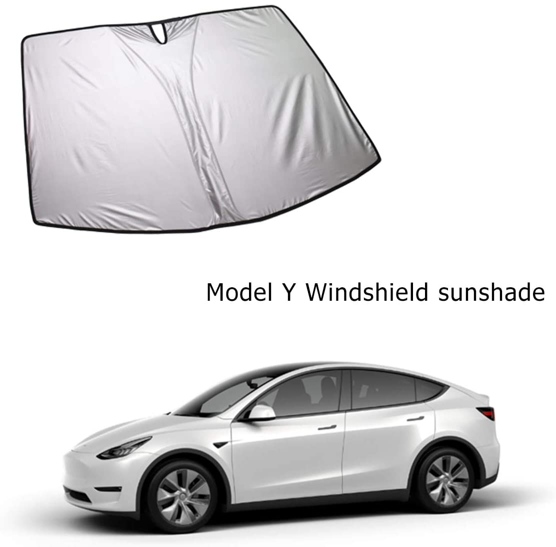 Tesla Model Y Windshield Sunshade Foldable Sun Protector With Carry Pouch, 2020-2022