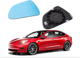 Tesla Model 3 Side Mirror Blue Glass Lens, Anti-Glare Panoramic Blue Glass, Heat Defogging, 2017-22