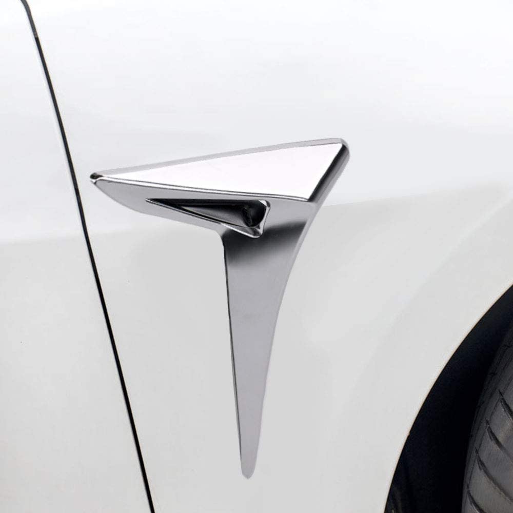 Tesla Model 3 Side Camera, Turn Signal Trim Covers, Silver, 2017-2021