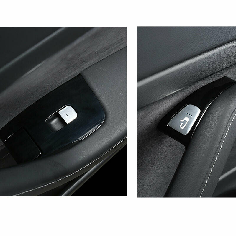 Tesla Model 3, Y Window Lift Switch Button, Door Open, Cover Kit, Silver Aluminum