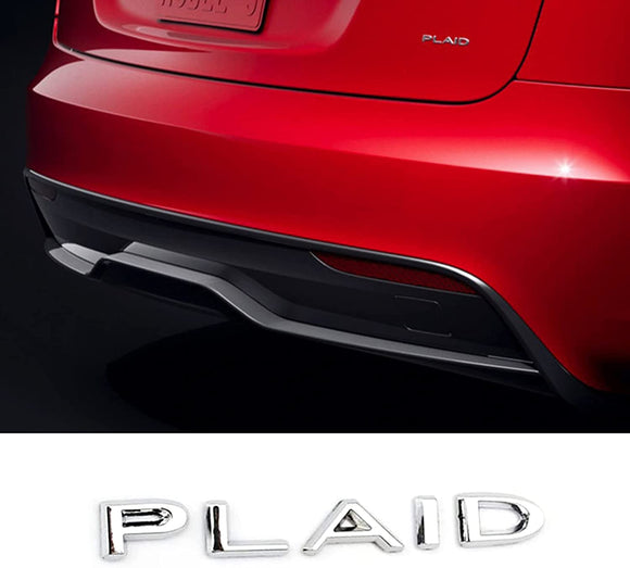 Tesla Model S, 3, X, Y Plaid Badge 3D Logo Rear Letter Set Emblem, Chrome