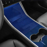 Tesla Model 3, Y Sky Blue Metallic ABS Center Console Cover Kit, 2017-2020