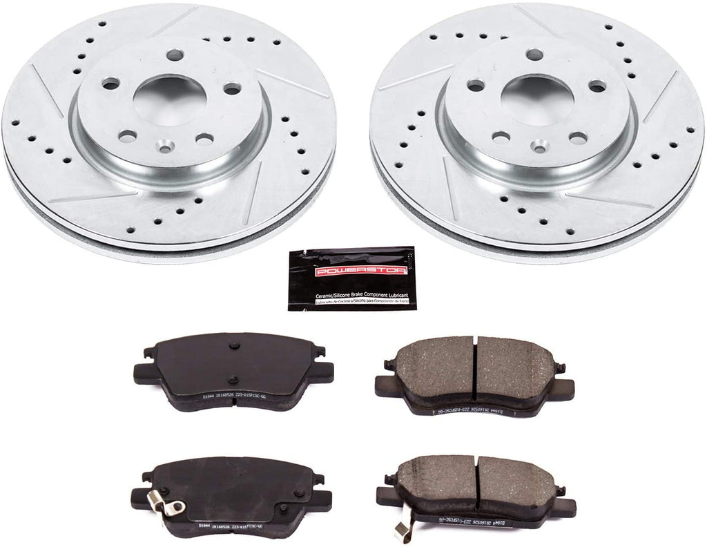 Chevy Bolt EV Power Stop Front Z23 Evolution Sport Brake Kit, Drilled & Slotted, 2017-2021