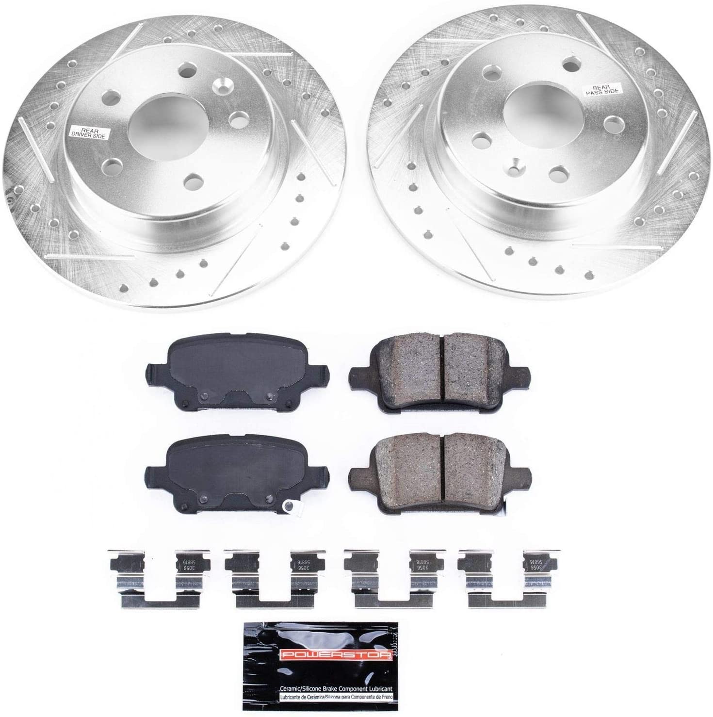 Chevy Bolt EV Power Stop Rear Z23 Evolution Sport Brake Kit, Drilled & Slotted, 2017-2021