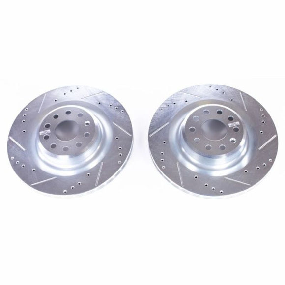Tesla Model S Power Stop Rear Evolution Drilled & Slotted Rotors, Pair, 2012-2021