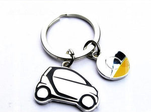 Smart Car Fortwo Stainless Steel Keychain with Key Ring, Double Sided