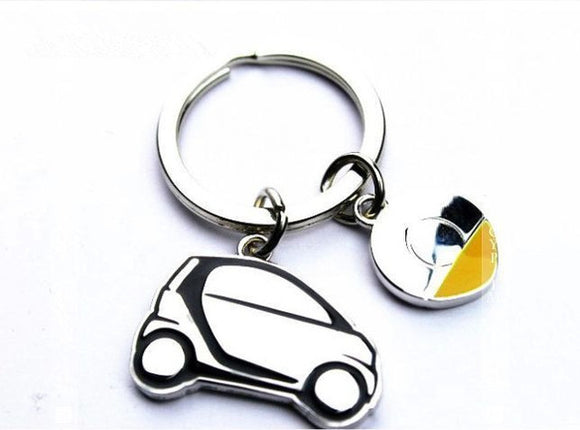 Smart Car Fortwo Stainless Steel Keychain with Key Ring, Double Sided