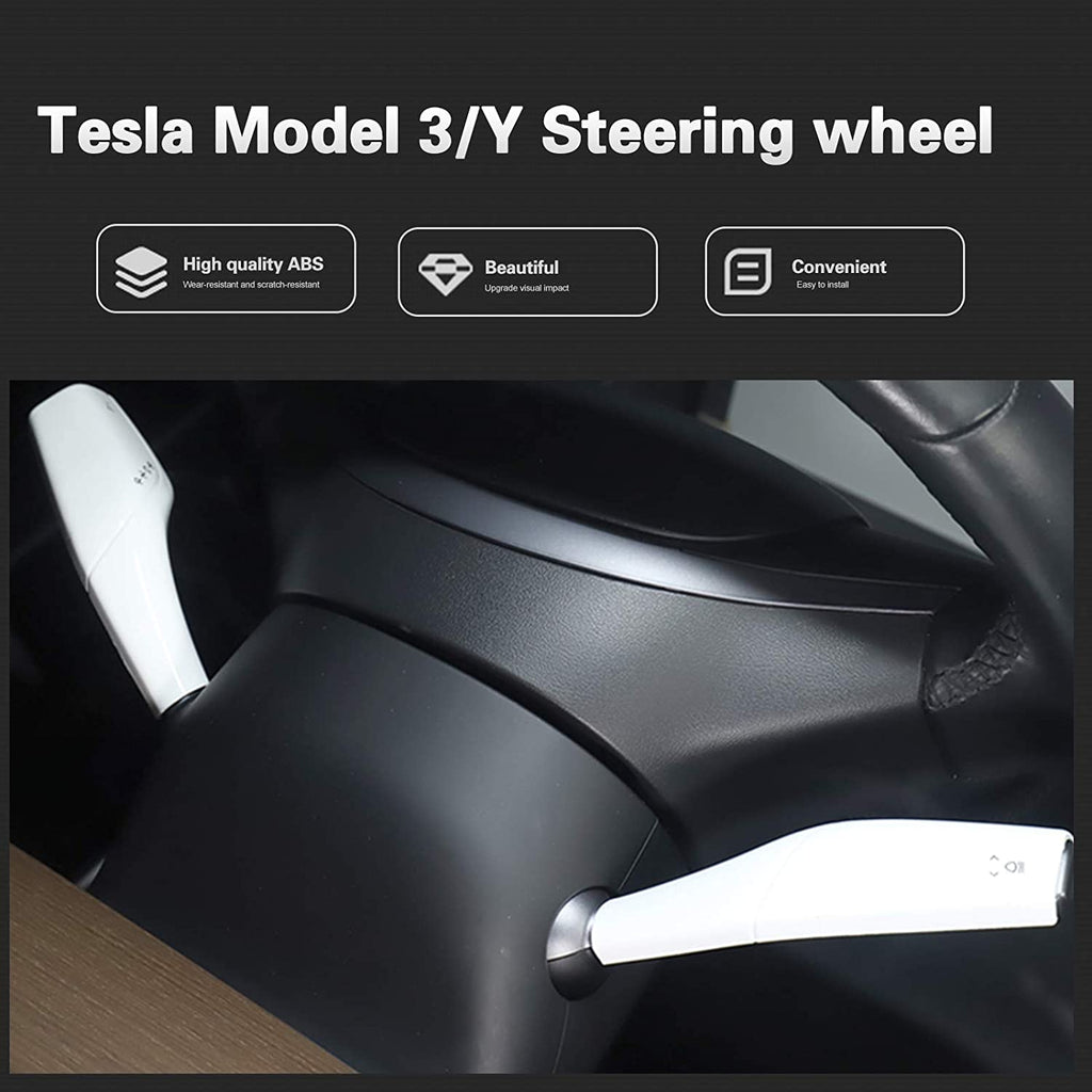 Tesla Model 3, Y Steering Wheel Paddle Shift, Turn Signal Covers, White