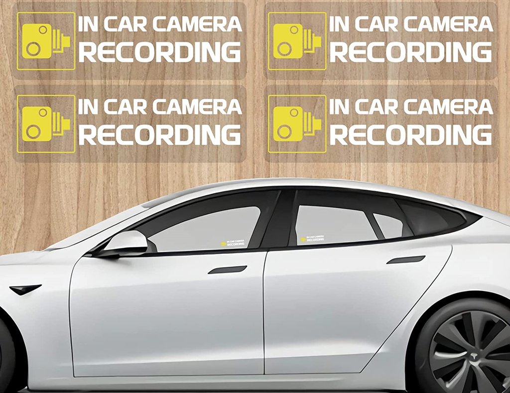 Tesla Model S, 3, X, Y In Car Camera Recording Cling Sticker, Re-Usable, 4-Piece Set, White
