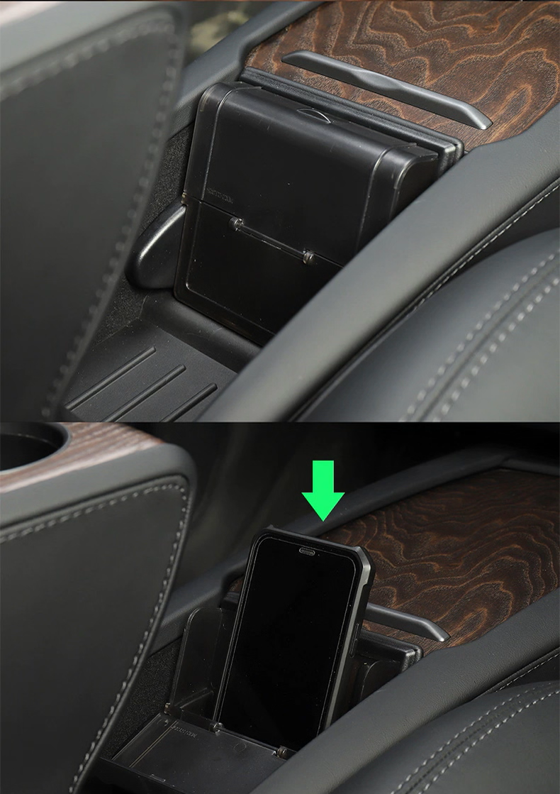 Tesla Model S, X Armrest Glove Box Storage, Center Console Hidden Storage
