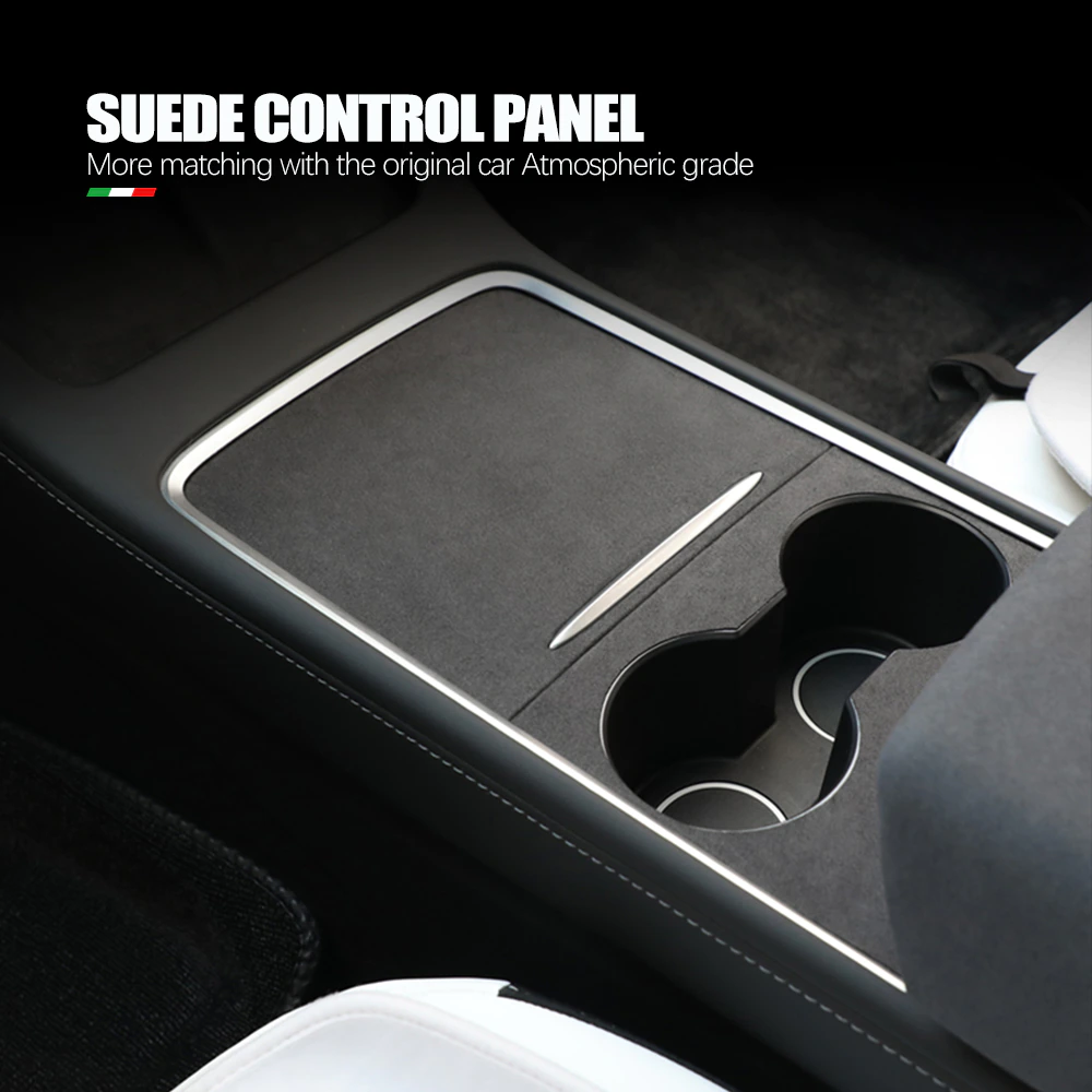 Tesla Model 3, Y Center Console Wrap, Alcantara Dark Gray Suede, 2021-2023