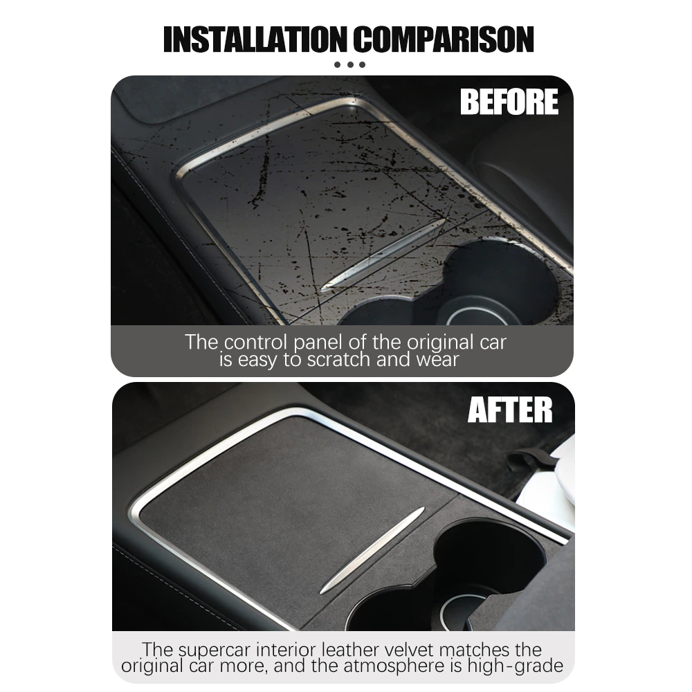 Tesla Model 3, Y Center Console Wrap, Alcantara Dark Gray Suede, 2021-2023