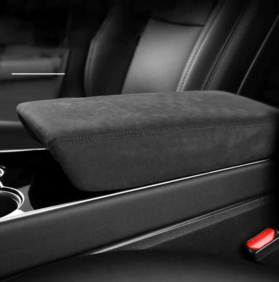 Tesla Model 3, Y, Alcantara Suede Center Console Armrest Cover, Deep Gray