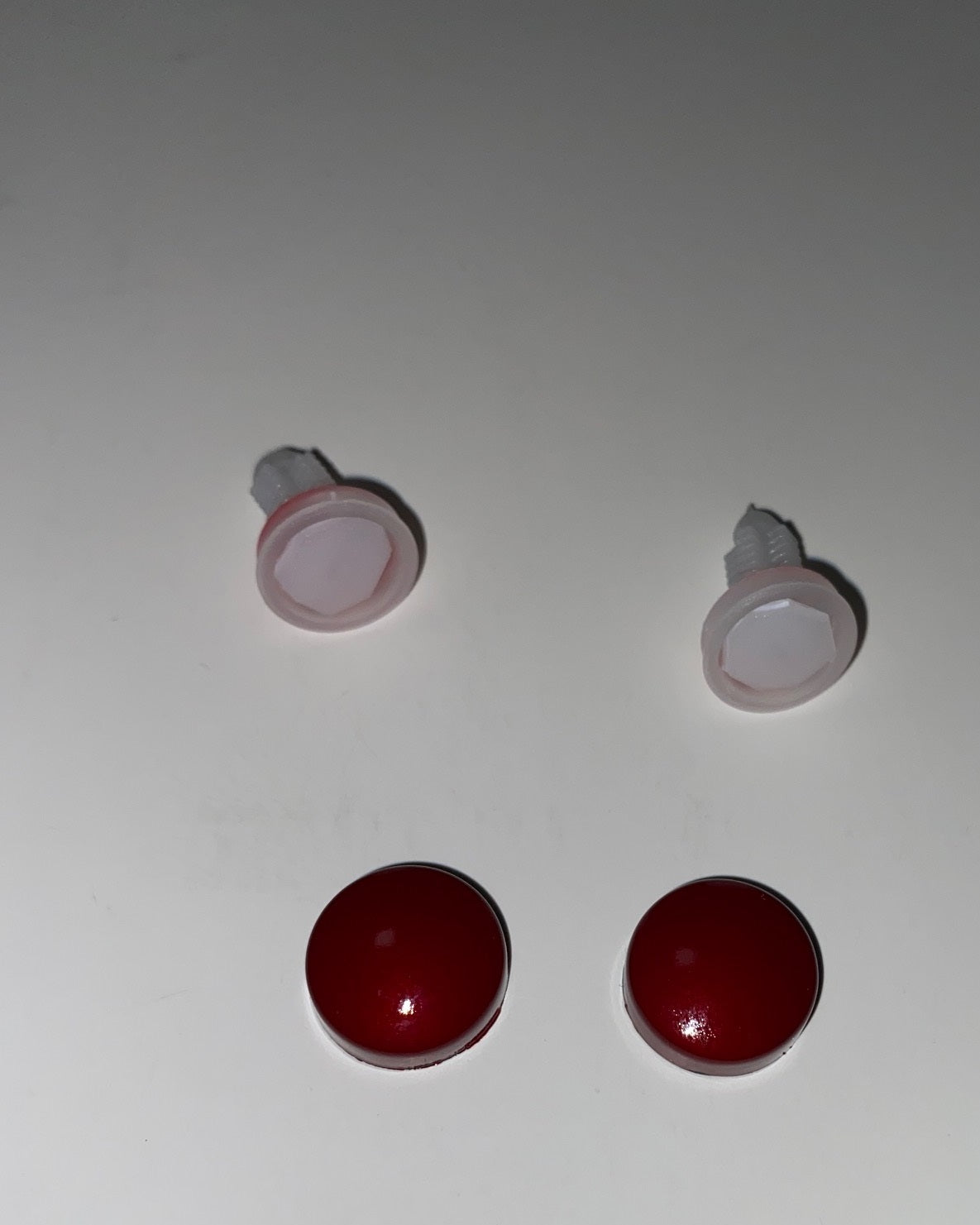 Tesla Model S, 3, X, Y Front Bumper License Plate Hole Cover Plugs, Sunset Red PMMR