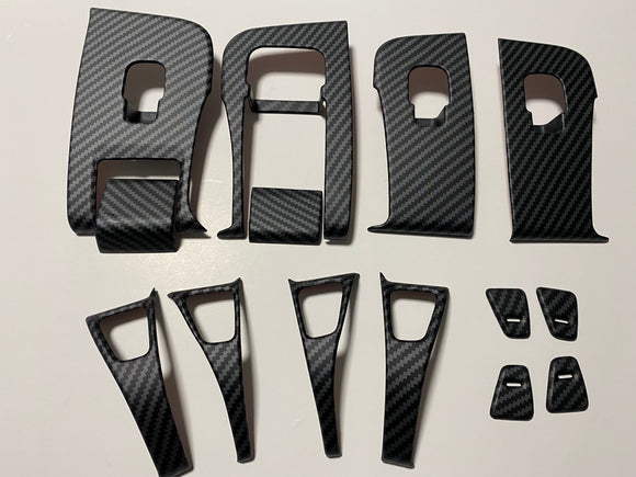 Tesla Model 3 Door Lock Window Switch Cover Kit, Matte Carbon Fiber, 2017-2020