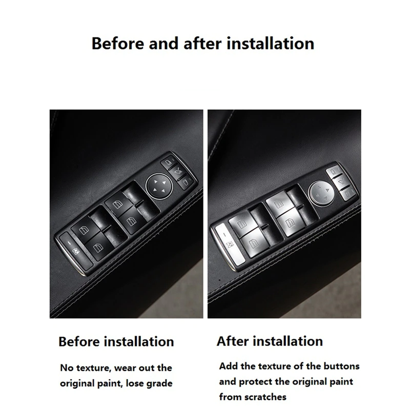 Tesla Model S, X Window Lift Switch Button Cover Kit, Brushed Aluminum