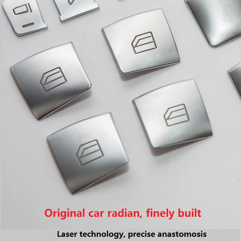 Tesla Model S, X Window Lift Switch Button Cover Kit, Brushed Aluminum