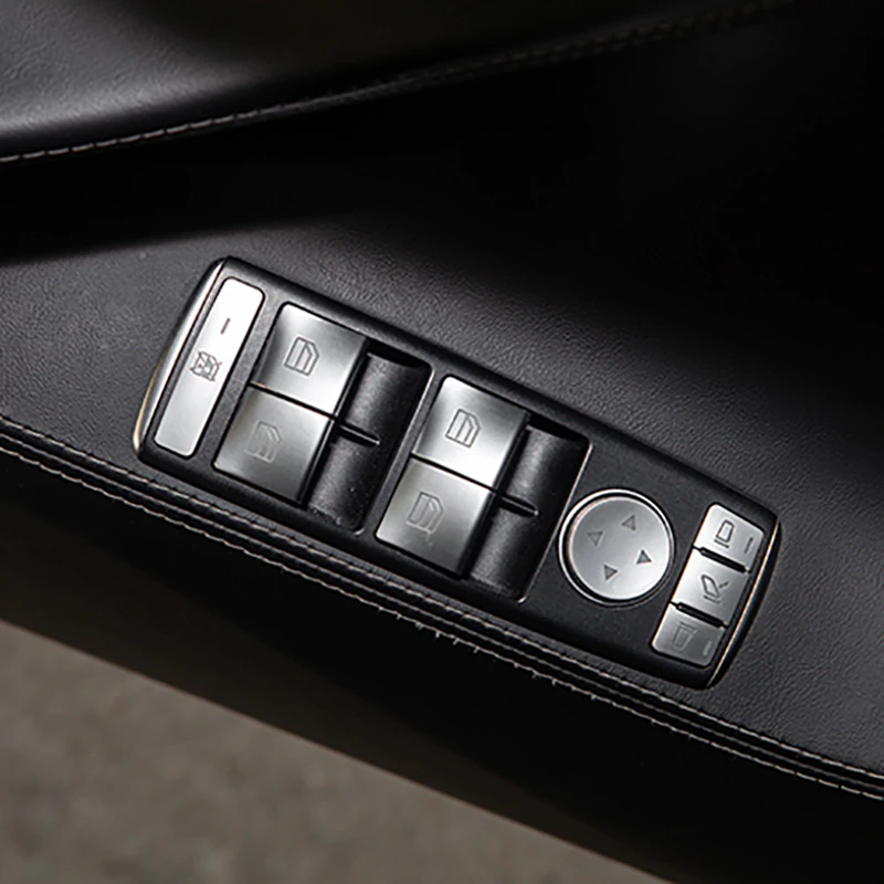 Tesla Model S, X Window Lift Switch Button Cover Kit, Brushed Aluminum