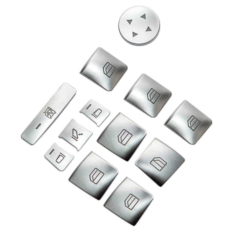 Tesla Model S, X Window Lift Switch Button Cover Kit, Brushed Aluminum