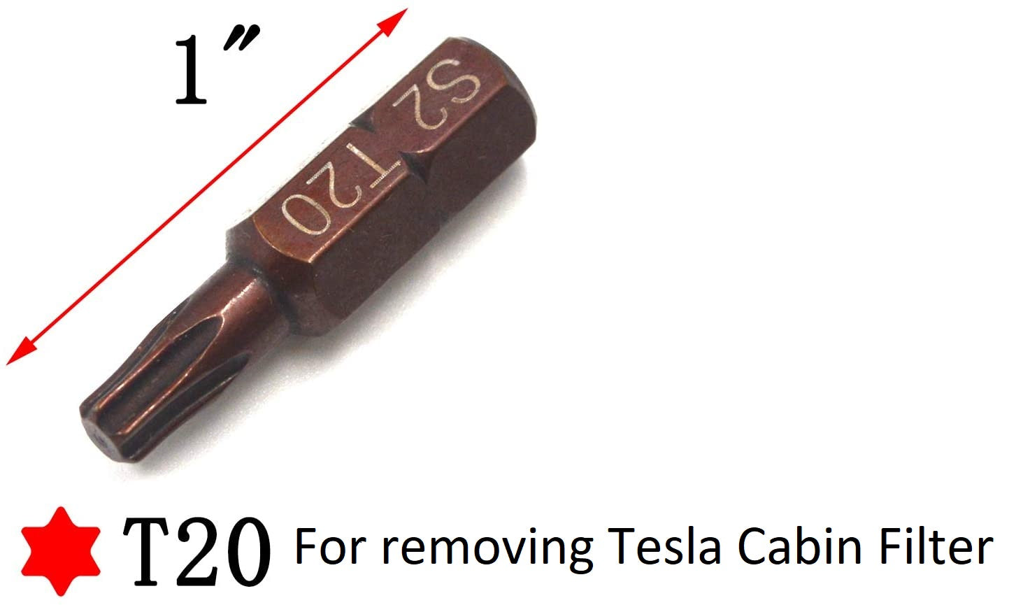 Tesla Model S, 3, X, Y, Cabin Filter Install & Removal Tool, Torx T20 Bit