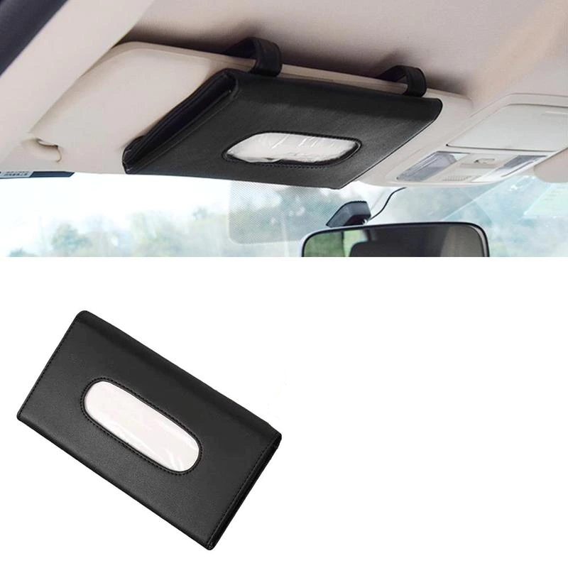 Smart Car Fortwo Sun Visor Tissue Storage Box, PU Leather, Black