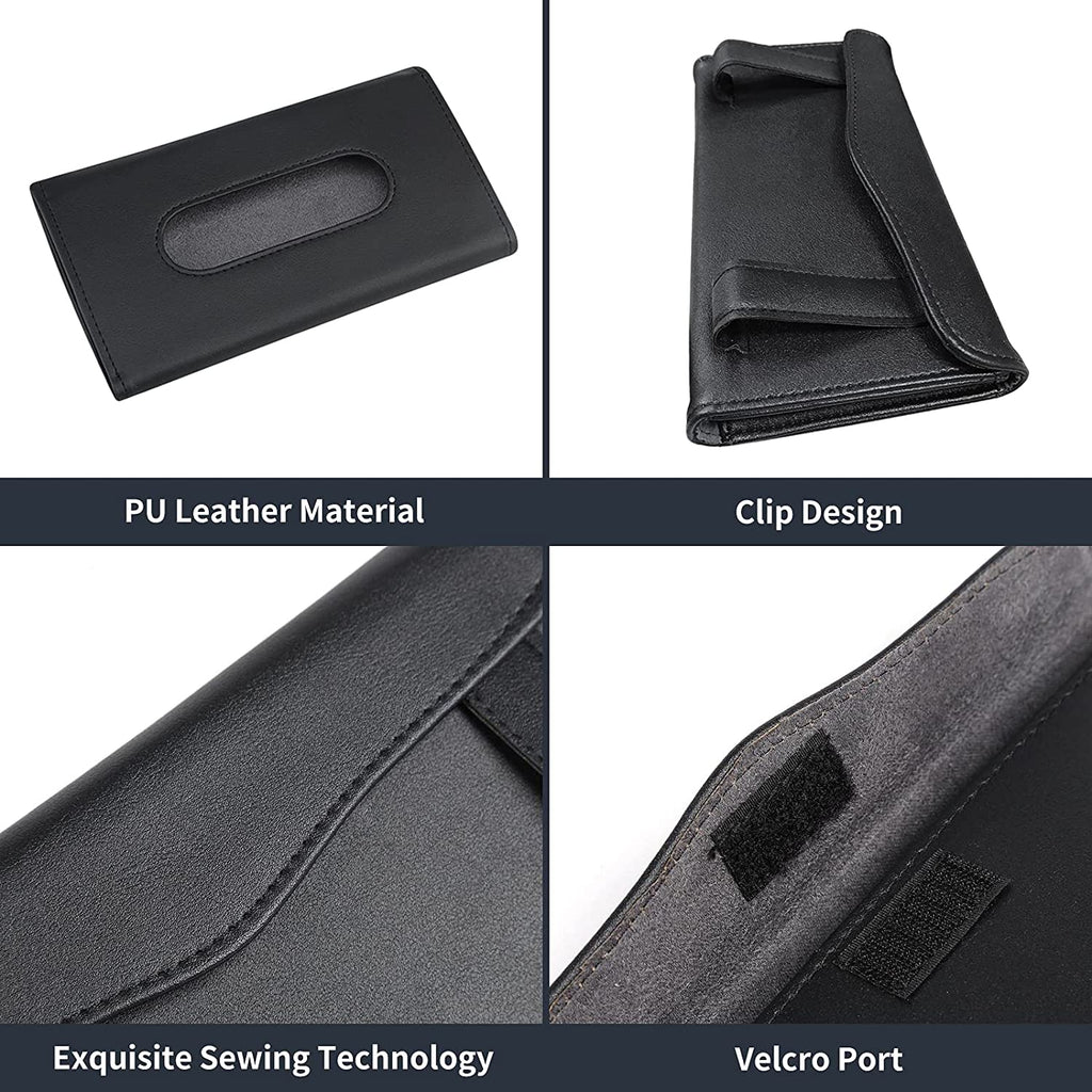 Smart Car Fortwo Sun Visor Tissue Storage Box, PU Leather, Black