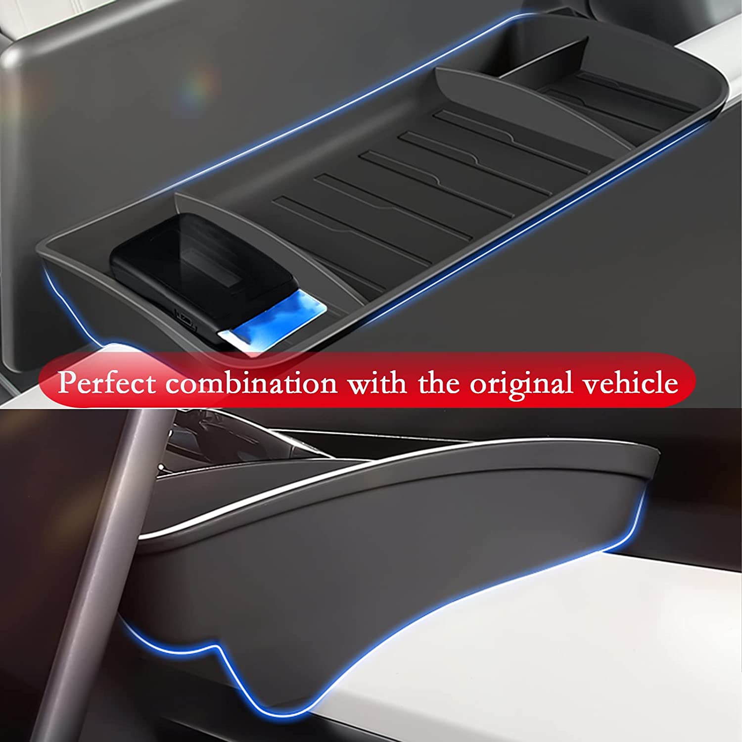 Tesla Model 3, Y Behind Screen Hidden Storage Tray, TPE, 2017-2023