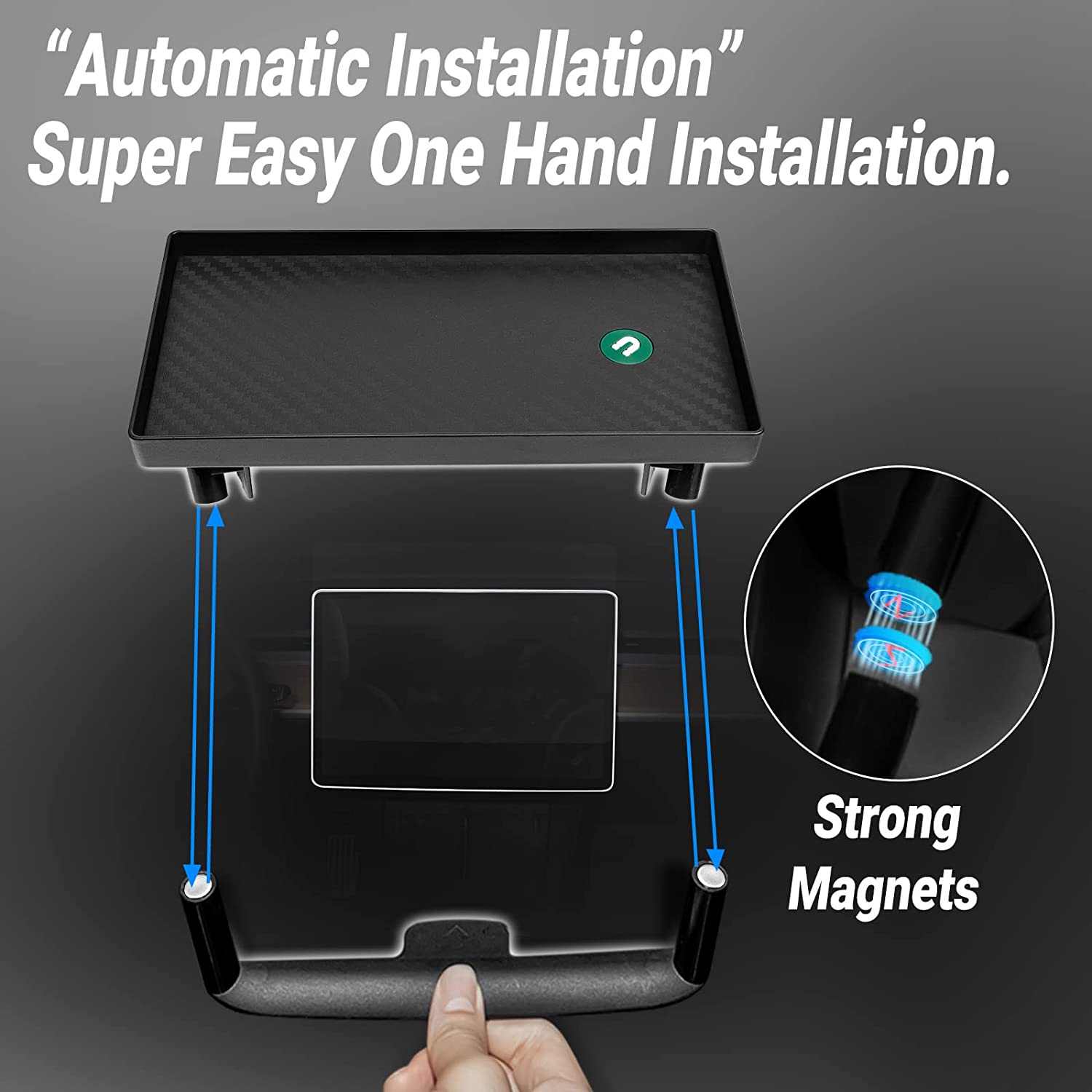 Tesla Model 3, Y Center Console, Behind Screen Magnetic Storage Tray, 2017-2023