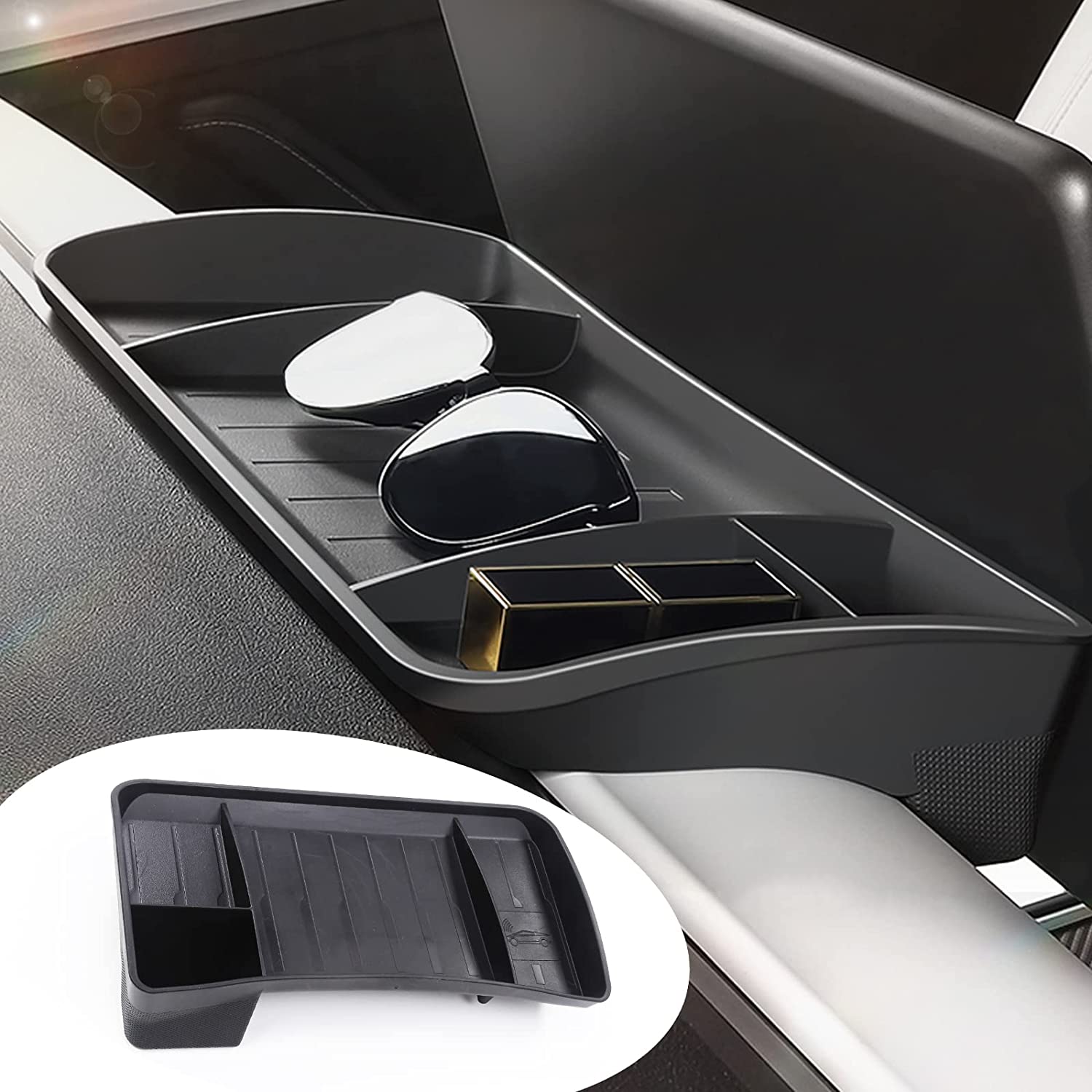 Tesla Model 3, Y Behind Screen Hidden Storage Tray, TPE, 2017-2023