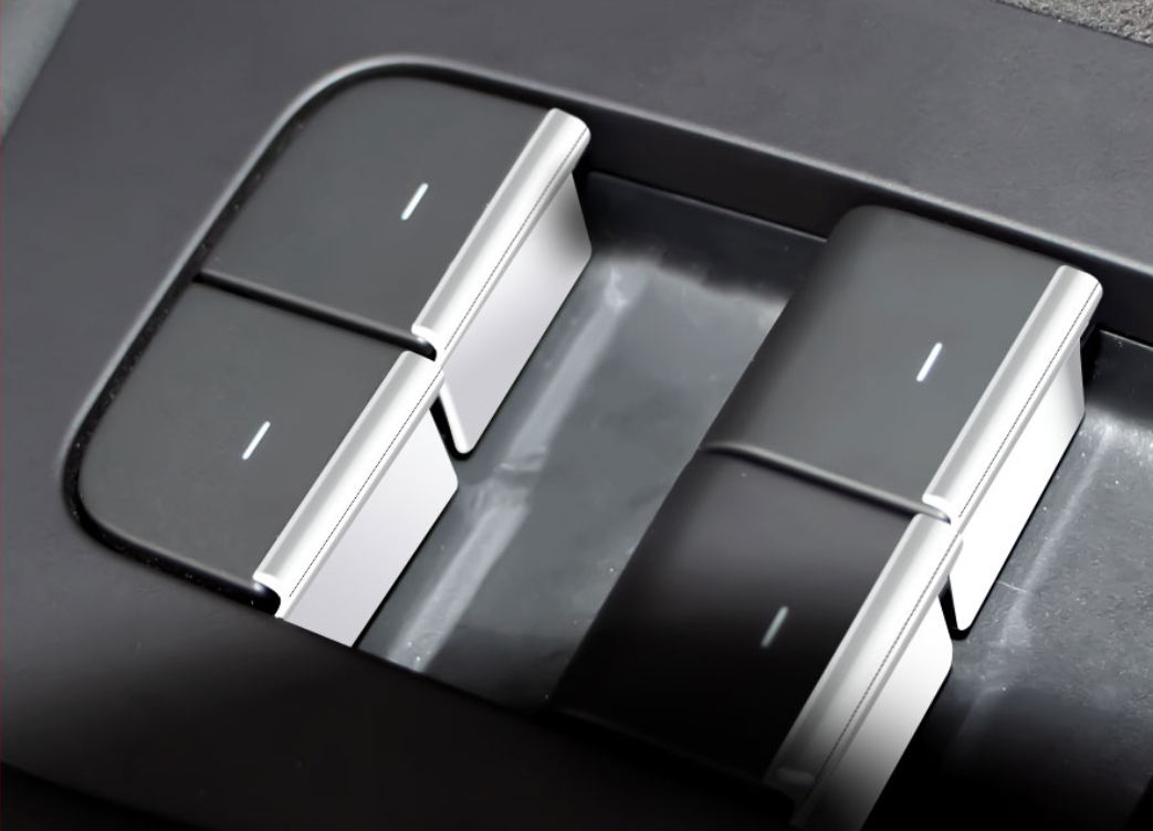 Tesla Model 3, Y Door Window Switch Chrome Trim Set, 7-Pc Set, 2017-2026