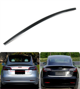 Tesla Model 3 Stainless Rear Upper Rear Trunk Lid Cover Trim Strip, Carbon Fiber, 2017-2021