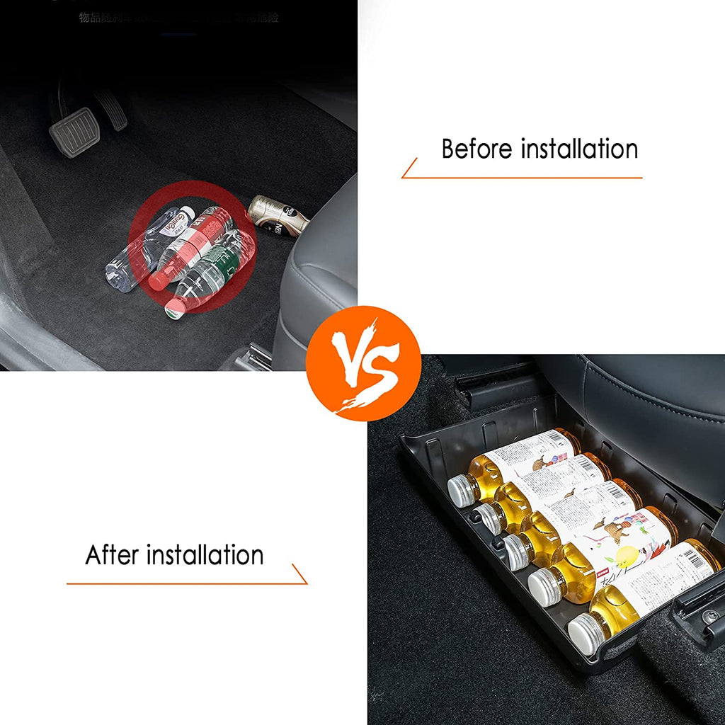 Tesla Model Y Under Front Seat Storage Box Tray, ABS, For Easy Storage, 2020-2022