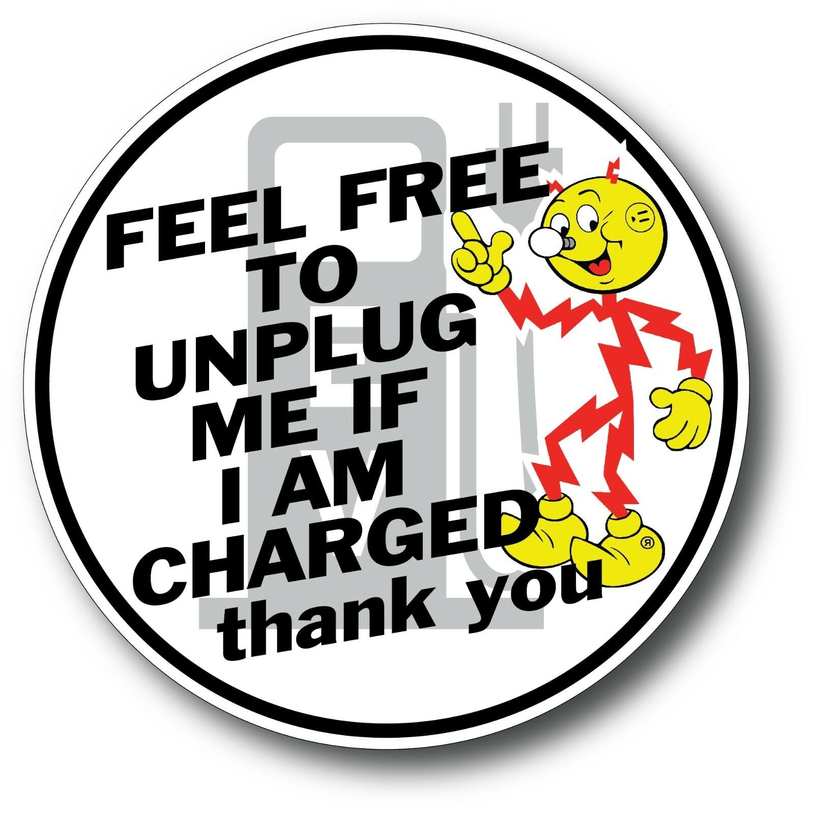 EV Electric Car Un-Plug Me Bumper Sticker, Tesla, Chevy Bolt, Fiat 500E, Chevy Volt