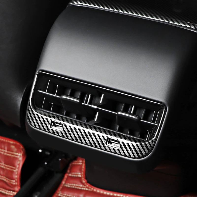 Tesla Model 3, Y Rear Vent, USB Carbon Fiber Cover