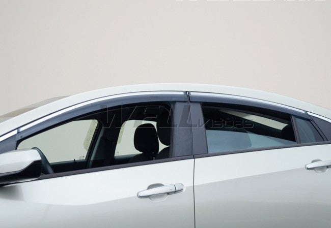 Chevy Volt Side Window Deflectors W/ Chrome Trim, Wellvisors, 2016-2019