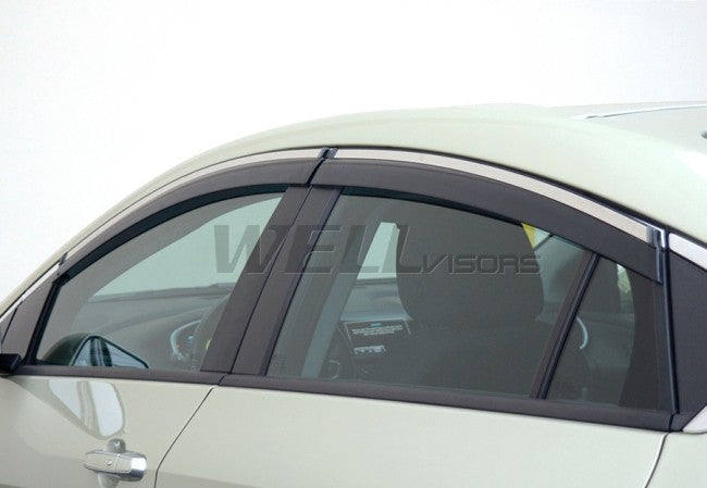 Chevy Volt Side Window Deflectors W/ Chrome Trim, Wellvisors, 2016-2019