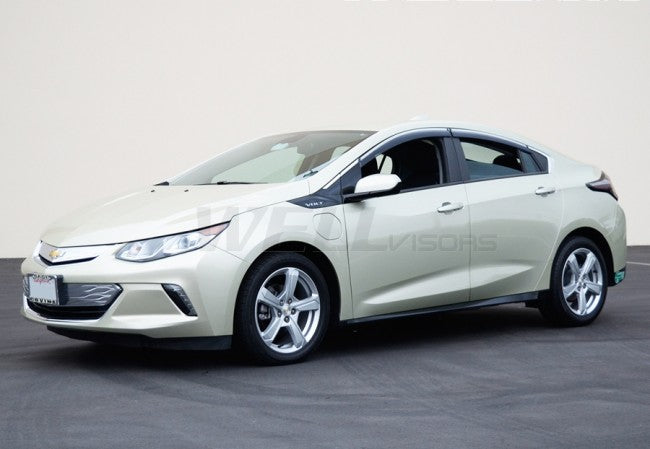 Chevy Volt Side Window Deflectors W/ Chrome Trim, Wellvisors, 2016-2019