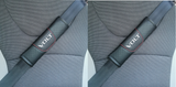 Chevy Volt Seat Belt Cover Pads With Logo, Black Carbon Fiber